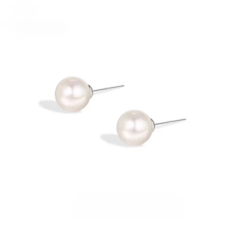 Pearl Sterling Silver 925 Stud Earrings Female Niche Design Light Luxury Small Bulb Earrings Ins Style High-Grade Spherical Earrings