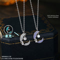 Sterling Silver S925 Necklace Natural White Agate Moonstone Pendant Niche Design Angel Wings Unicorn Clavicle Chain