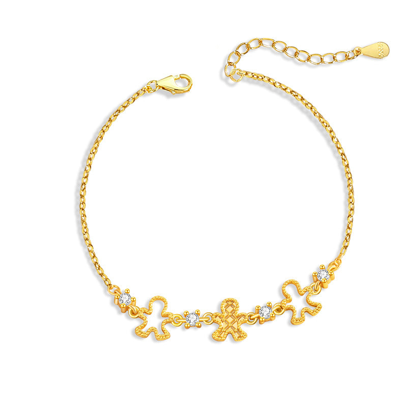 Ginger Cake Man Sterling Silver 925 Bracelet Female Niche Design Light Luxury Zircon Bracelet Ins Style Valentine's Day Star Bracelet