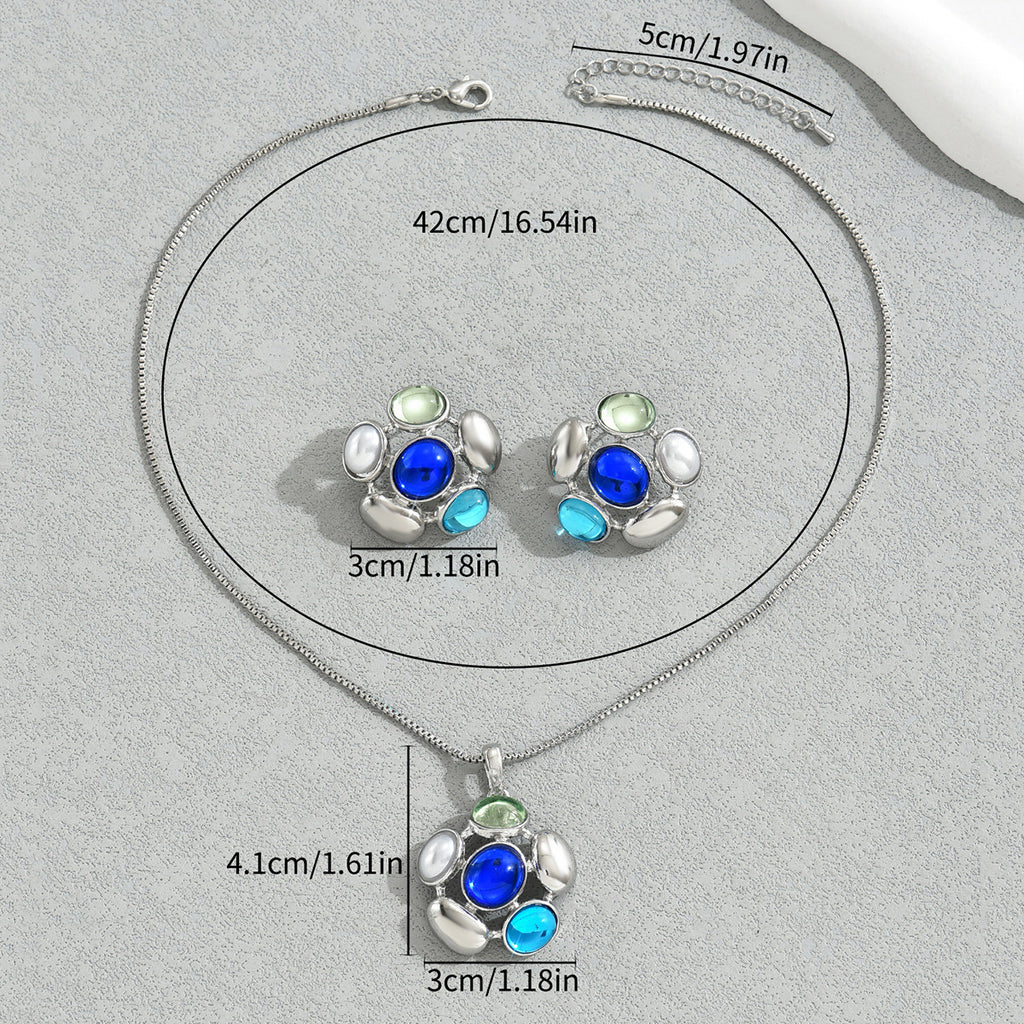 Blue and Green Flower-Cluster Jewelry — product image 3