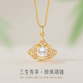 Sansheng Lucky Sterling Silver 925 Necklace Women's Light Luxury Natural Freshwater Pearl Small Skirt Clavicle Chain Ginkgo Leaf Pendant