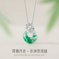 Lotus Pond Moonlight Sterling Silver 925 Necklace Women's New Chinese Natural Jade Pearl Clavicle Chain Lotus Safety Buckle Pendant