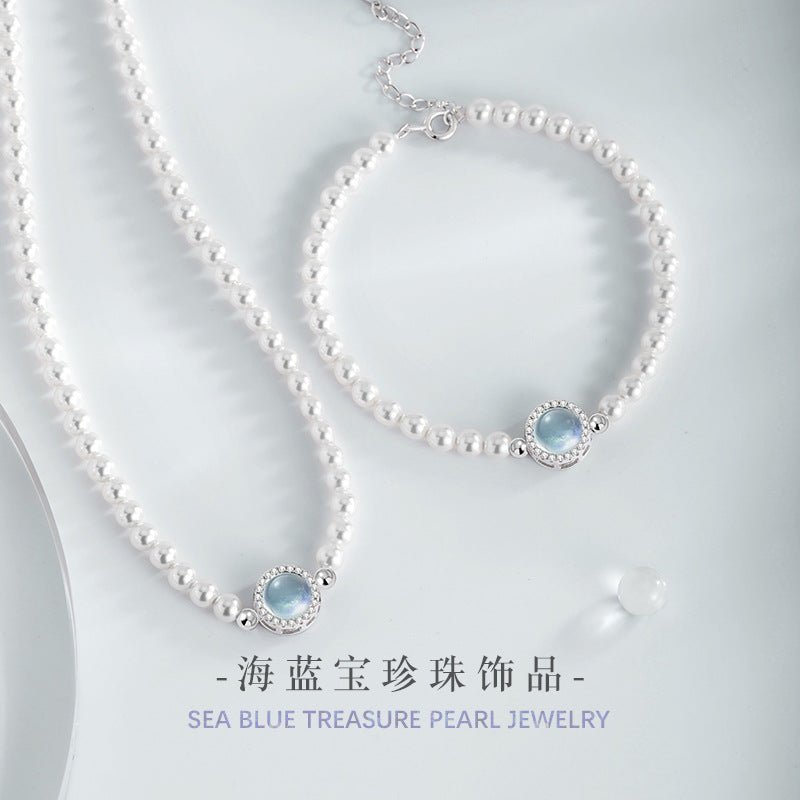 Hailanbao Sterling Silver 925 Necklace Female Niche Design Light Luxury Shijia Pearl Clavicle Chain Ins Style Girlfriends Pendant
