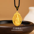 Xiangrui Guanyin Pure Silver 999 Necklace Men's and Women's Simple National Fashion Xiangyun Clavicle Chain New Chinese Lotus Oval Pendant