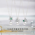 Flowers like Brocade Sterling Silver 925 Necklace Light Luxury High-Grade Shijia Pearl Clavicle Chain Ins Style Flower Zircon Pendant