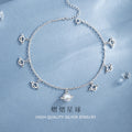 Fantasy Planet Sterling Silver 925 Anklet Female Niche Design Light Luxury Glass Stone Anklet Ins Style Star Anklet