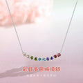 Smile Rainbow Sterling Silver 925 Necklace Female Sweet Cute Love Zircon Clavicle Chain Ins Dopamine Pendant