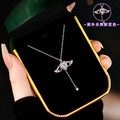 New Angel Wings S925 Sterling Silver Necklace Female UV Color-Changing Heart Stone Clavicle Chain Sweet Girl All-Match Jewelry