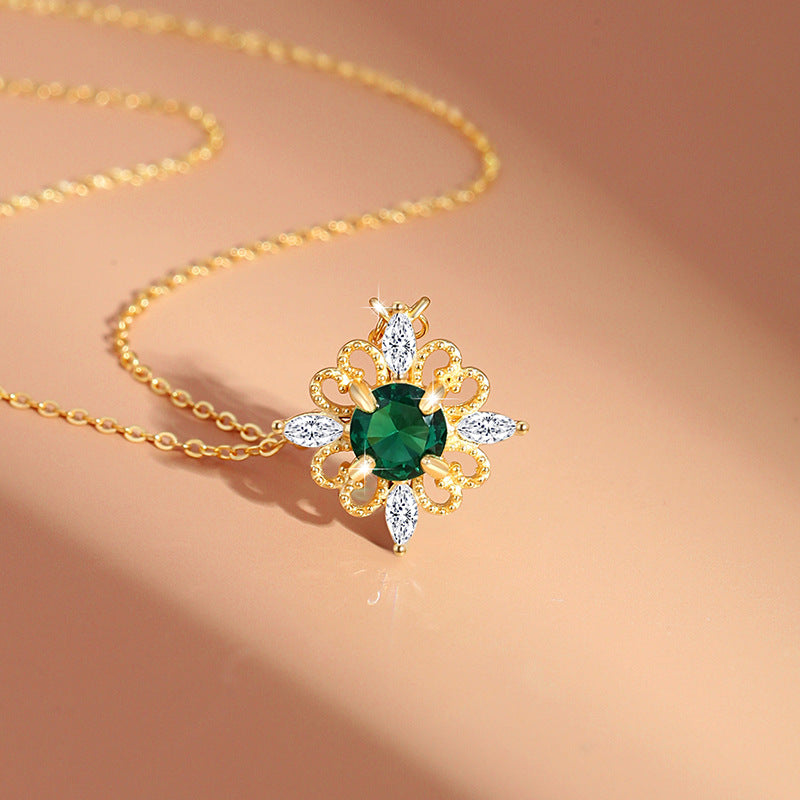 Original Clover Sterling Silver 925 Necklace Female Niche Design Light Luxury Zircon Clavicle Chain Ins Style Love Pendant