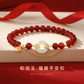 Xiangyun Hetian Jade Sterling Silver 925 Bracelet Women's Light Luxury Lucky Brand Red Agate Bracelet Ins Style Safety Buckle Bracelet