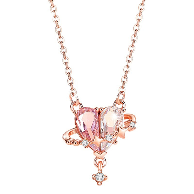 Lovely Sterling Silver 925 Necklace Female Niche Design Light Luxury Planet Tassel Clavicle Chain Get Things Ins Star Pendant