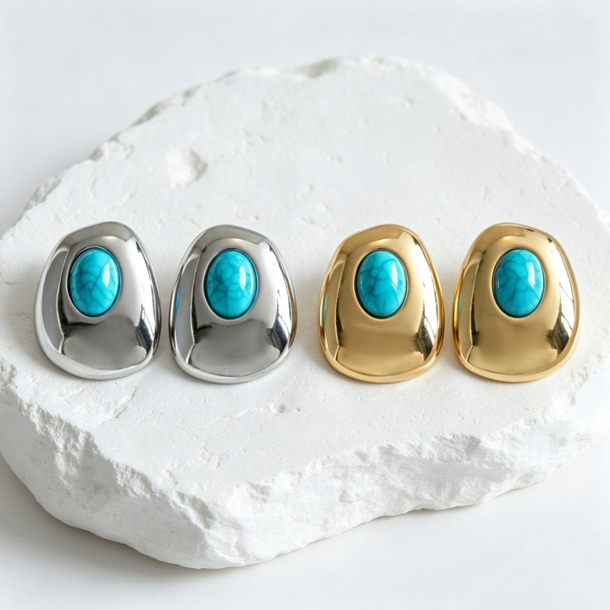 Turquoise-Color Rounded Earrings — product image 4