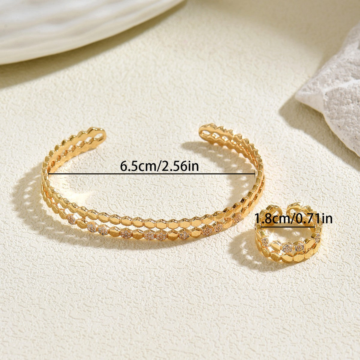 Double-Row Textured Open Cuff Jewelry — product image 4