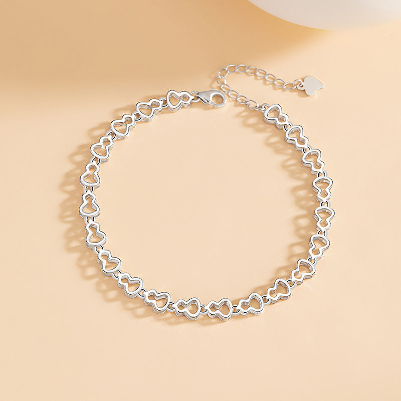Fu Lu Double Full Sterling Silver 925 Bracelet Female New Chinese National Fashion Gourd Bracelet Ins Style Valentine's Day Gift Bracelet