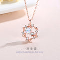 Lucky Garland Sterling Silver 925 Necklace Female Niche Design Light Luxury Zircon Clavicle Chain Ins Style Glazed Stone Pendant
