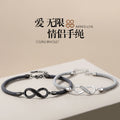 Couple Bracelet Men's and Women's Pair Commemorative Ins Niche Design Sterling Silver Bracelet Braided Rope Bracelet Birthday Gift