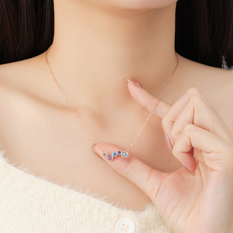 Rainbow Sterling Silver 925 Necklace Female Niche Design Light Luxury Dopamine Zircon Clavicle Chain Get Things Ins Style Pendant