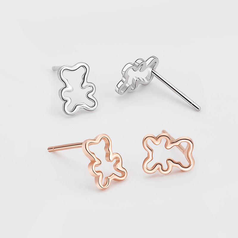 Cute Teddy Bear Sterling Silver 925 Necklace Women's Simple Niche Animal Clavicle Chain Ins Sweet Style Girlfriends Pendant