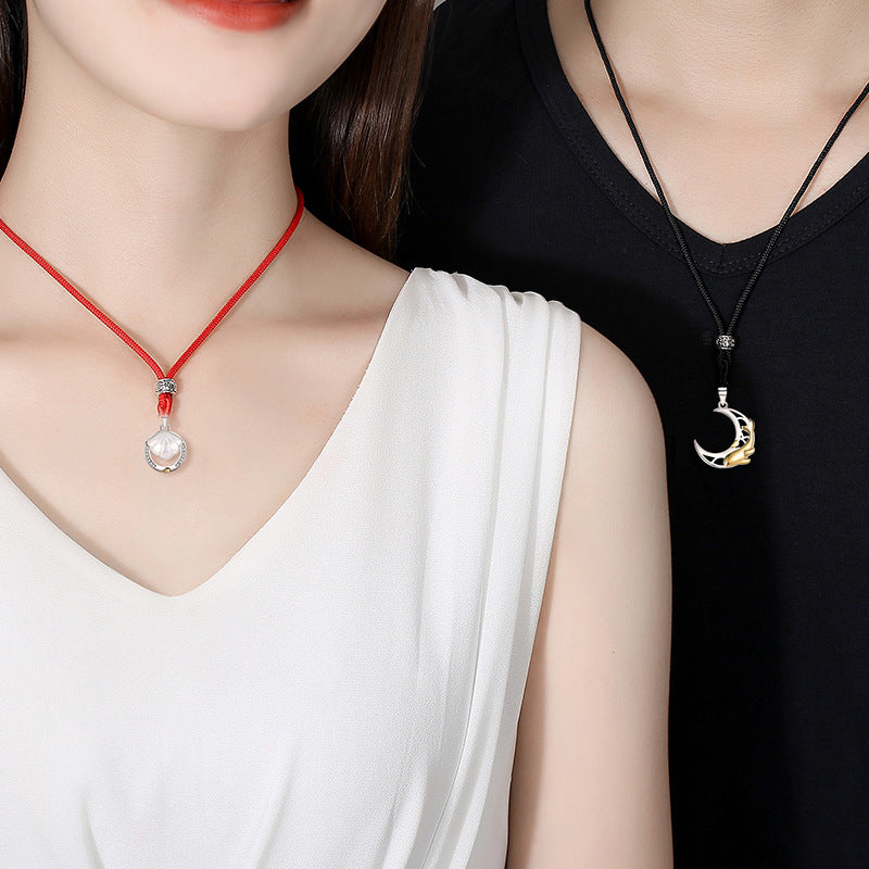 Original Design Shell Couple Necklace Sterling Silver Lifetime Clavicle Chain Whale This Life Has You Japanese and Korean Style Hair Generation