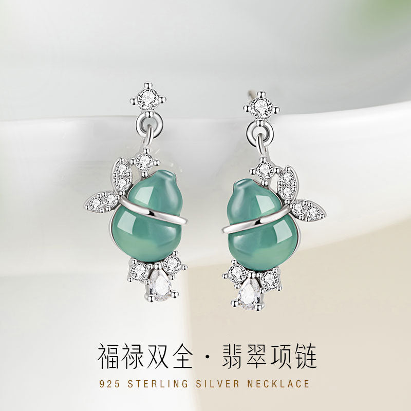 Sterling Silver Gourd Stud Earrings – Jade