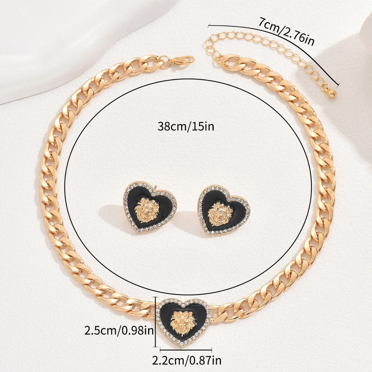 Black Heart Medallion Chain Jewelry — product image 3