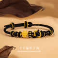Cross Flower Pure Silver 999 Bracelet Niche Design Light Luxury Handmade Woven Bracelet Ins Style Black Agate Bracelet