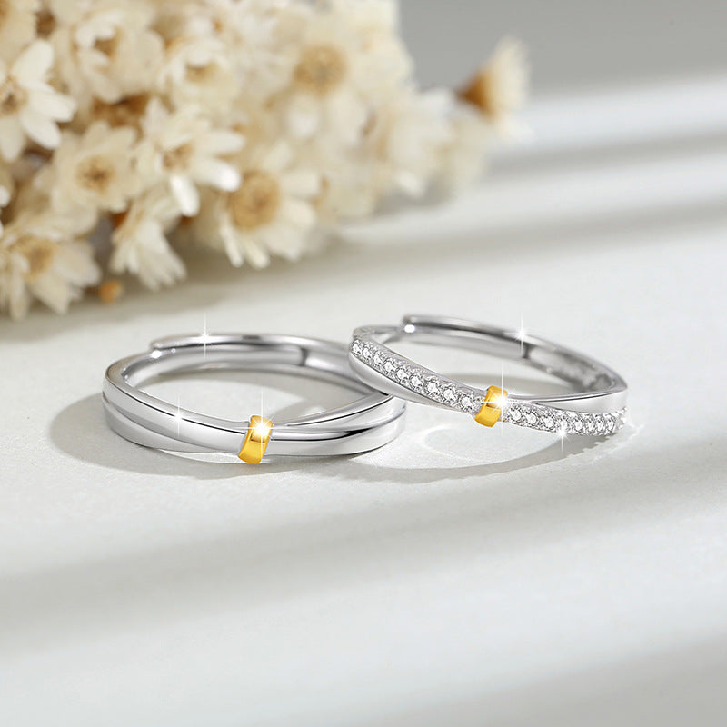 Tongxin Knot Sterling Silver 925 Couple Ring Men's and Women's Fashion Versatile Zircon Ring Ins Style Mobius Ring