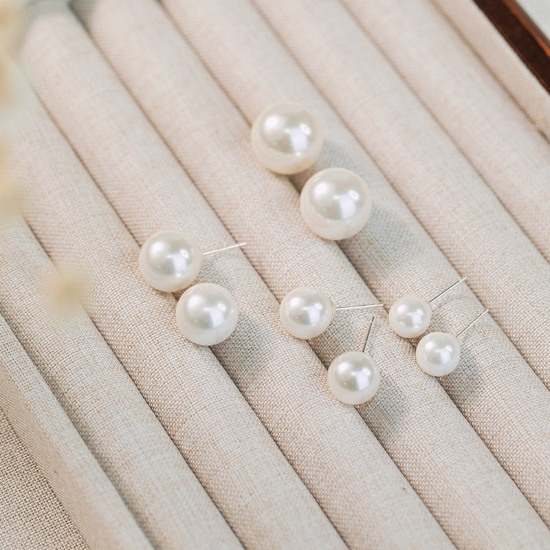 Pearl Sterling Silver 925 Stud Earrings Female Niche Design Light Luxury Small Bulb Earrings Ins Style High-Grade Spherical Earrings