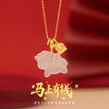 Immediately Rich Sterling Silver 925 Necklace Female National Fashion White Agate Birth Year Clavicle Chain Ins Style Zodiac Horse Pendant