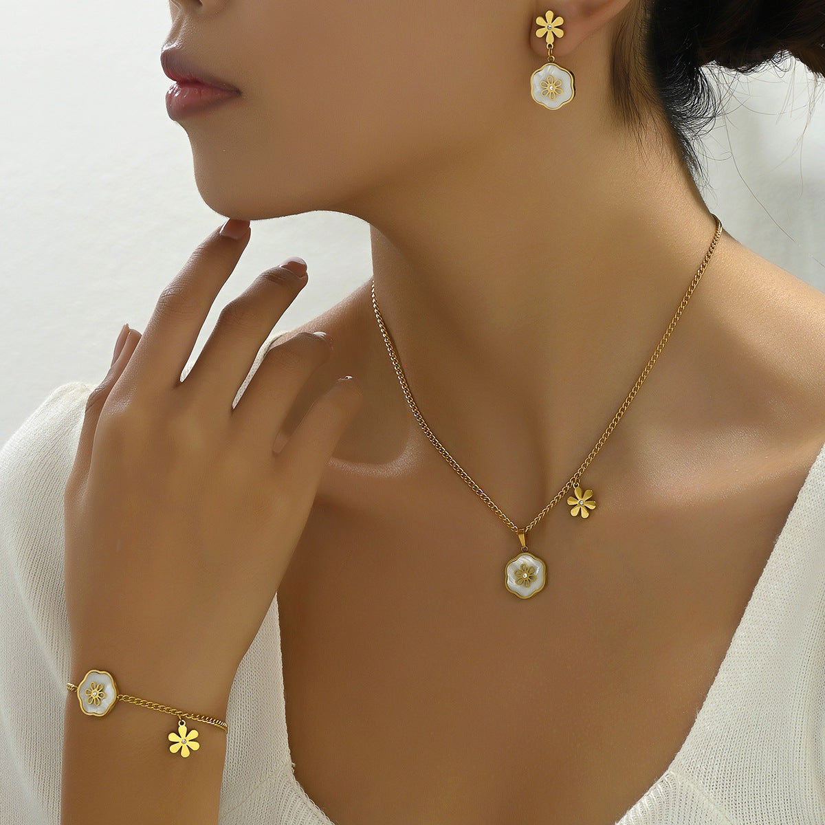 Tiny Flower and Hexagon Jewelry