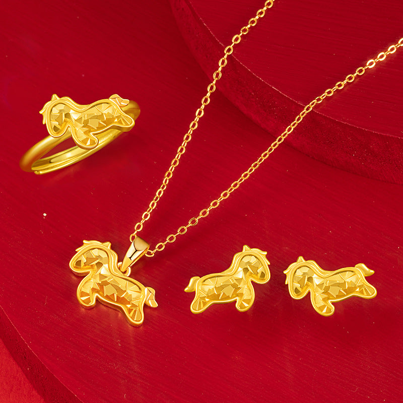 Immediately Rich Flower Sterling Silver 925 Necklace Women's Light Luxury High-Grade Sense Birth Year Clavicle Chain Ins Style Zodiac Horse Pendant