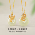 S925 Sterling Silver Couple Necklace New Chinese Style Niche Dragon and Phoenix Design High-Grade Hetian Jade Princess Buckle Lover Gift