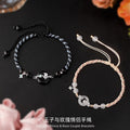 New Chinese Style Couple Bracelet Little Prince and Rose Natural Agate Safety Buckle Bracelet Adjustable Niche Bracelet for Women