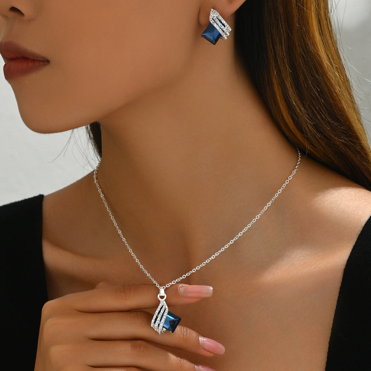 Dark Blue Geometric Drop Jewelry
