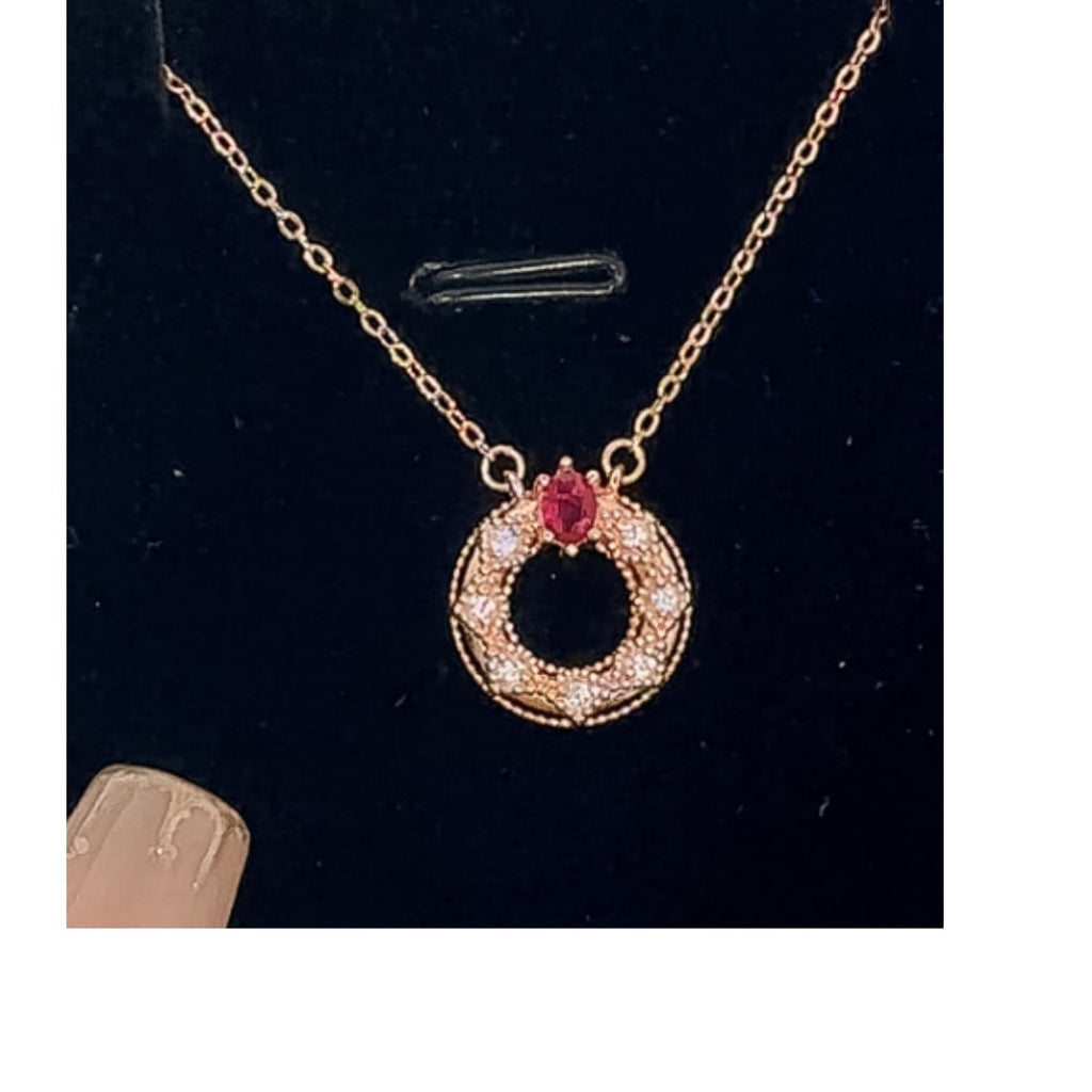 Eight Awn Star Sterling Silver 925 Necklace Women's Retro Court Style Pigeon Red Blood Zircon Clavicle Chain Light Luxury Style Star Pendant