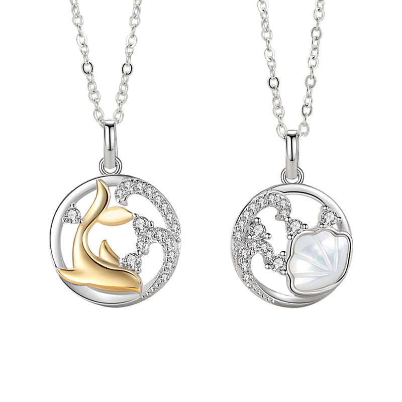 A Shell Has Your Sterling Silver 925 Couple Necklace Men's and Women's Light Luxury Niche Design Clavicle Chain Whale Has Your Pendant