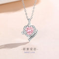 Lovely Sterling Silver 925 Necklace Female Niche Design Light Luxury Star Clavicle Chain Item Ins Pink Zircon Pendant