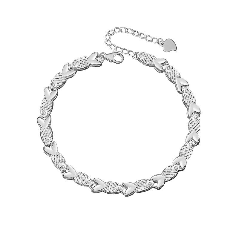 Lucky Koi Fish Pure Silver 999 Bracelet Female Light Luxury High-Grade Feeling Good Luck Ashore Bracelet Ins Style Birth Year Bracelet