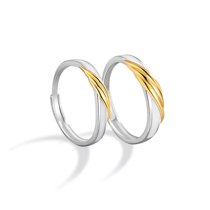 Mobius Sterling Silver 925 Luminous Couple Ring Fashion All-Match Love Ring Valentine's Day Couple Ring