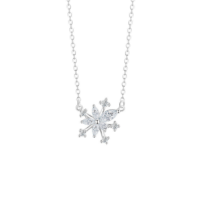 Star Sterling Silver 925 Necklace Women's Fashion All-Match Meteor Shower Zircon Clavicle Chain Ins Style Starry Pendant