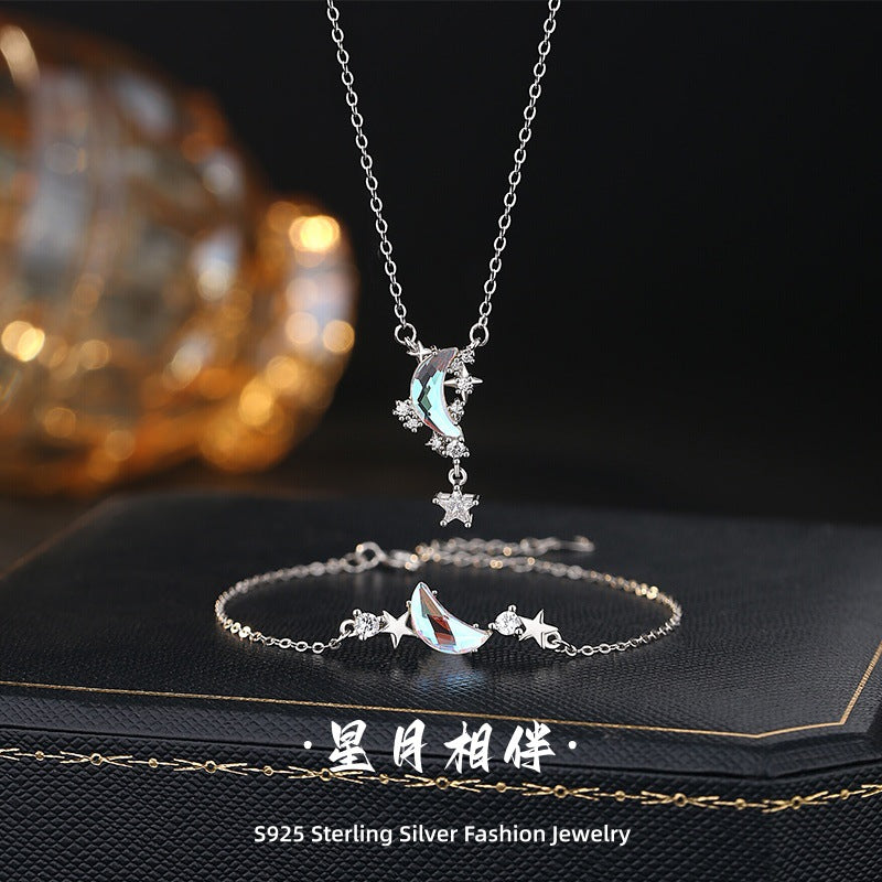 Xingyue Accompanied S925 Sterling Silver Necklace Bracelet Set Light Luxury Girl Style Niche Fairy Valentine's Day Silver Jewelry Wholesale