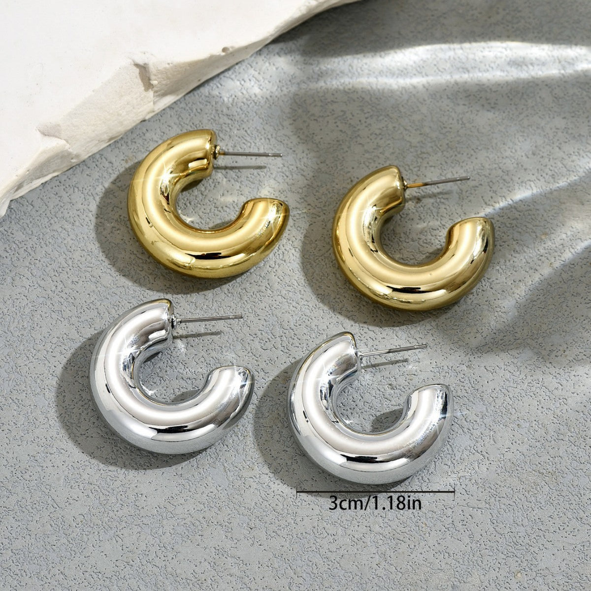 Rounded C-Shaped Earrings — product image 4