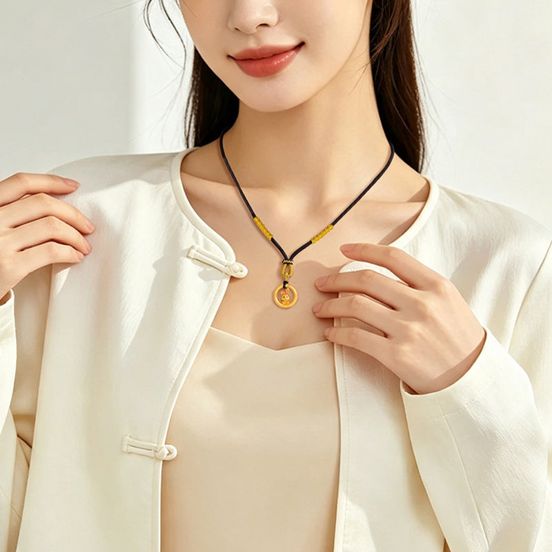 Twelve Zodiac Sterling Silver 925 Necklace New Chinese Style National Fashion Birth Year Safety Buckle Clavicle Chain 2026 Horse Year Pendant