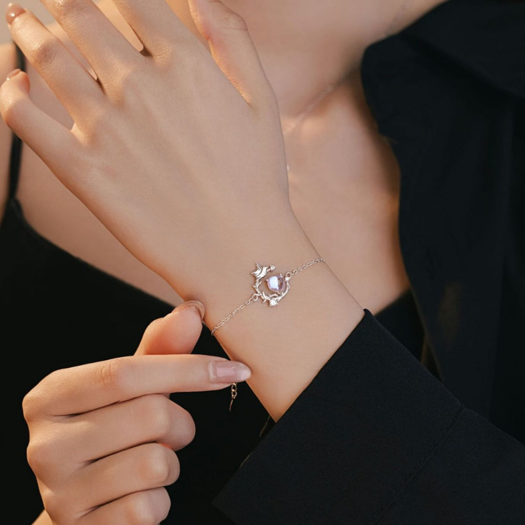 Blue Eucalyptus and Bird Sterling Silver 925 Bracelet Women's Fashion All-Match Garland Zircon Bracelet Ins Little Red Book Same Style Bracelet