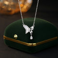 S925 Sterling Silver Necklace Female White Fritillary Butterfly Water Drop Tassel Pendant Light Luxury Girl Style Fresh Clavicle Chain