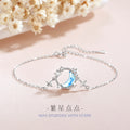 Moon Sterling Silver 925 Bracelet Women's Fashion All-Match Glass Stone Bracelet Ins Style Star Zircon Bracelet