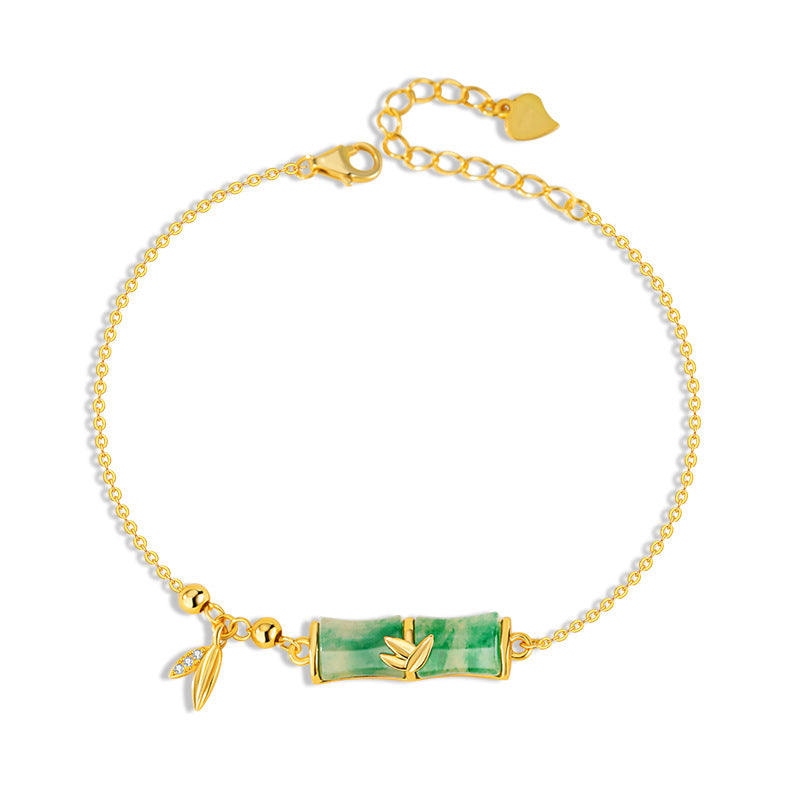Bamboo Sterling Silver 925 Bracelet Women's Light Luxury High-Grade Natural African Bamboo Bracelet Ins Festival High-Rise Bracelet