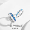 Original Design Whale Couple Ring Pair S925 Silver Artistic Air-Cooled Enamel Star Pair Ring Open Mouth Generation Hair