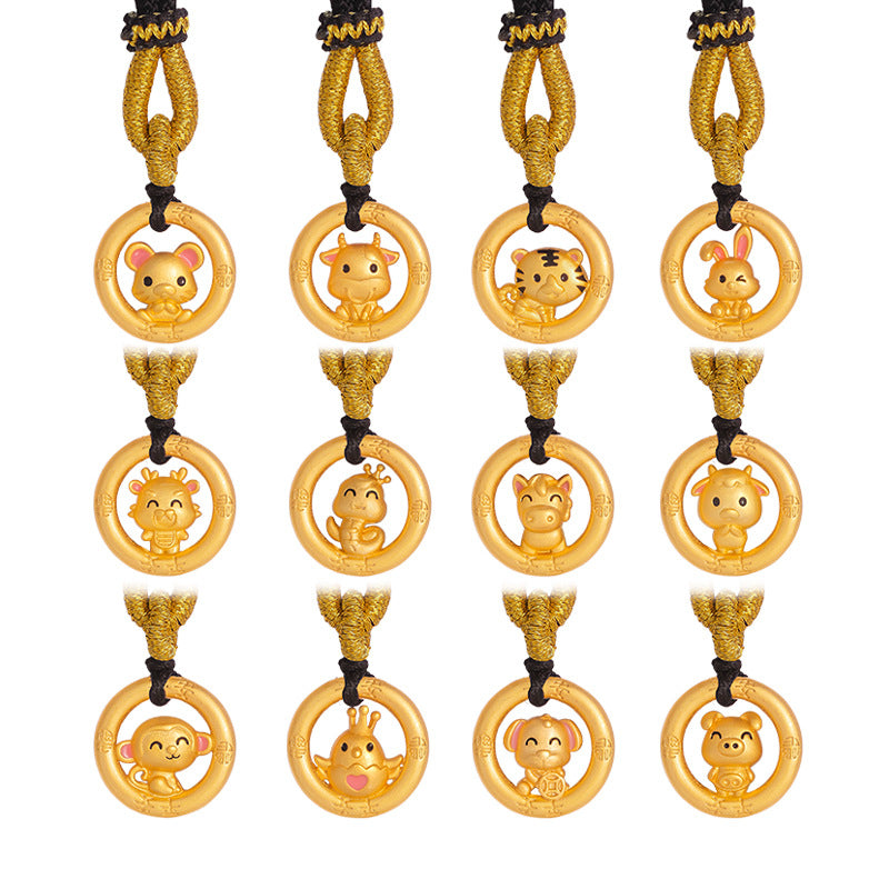 Twelve Zodiac Sterling Silver 925 Necklace New Chinese Style National Fashion Birth Year Safety Buckle Clavicle Chain 2026 Horse Year Pendant