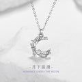 Bowknot Sterling Silver 925 Necklace Female Niche Design Light Luxury Zircon Clavicle Chain Get Things Ins Style Moon Pendant